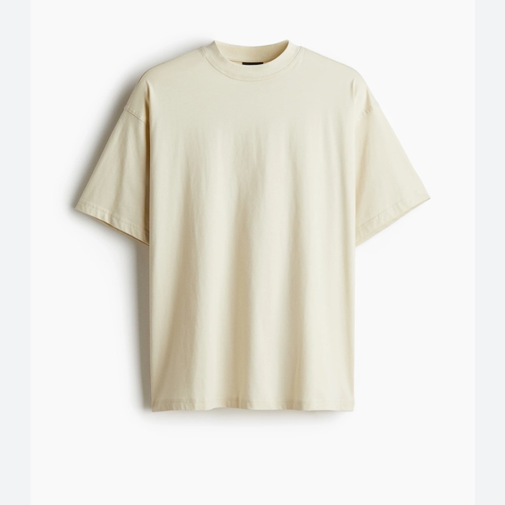 H&M Cream Short Sleeve Tee Loose Fit